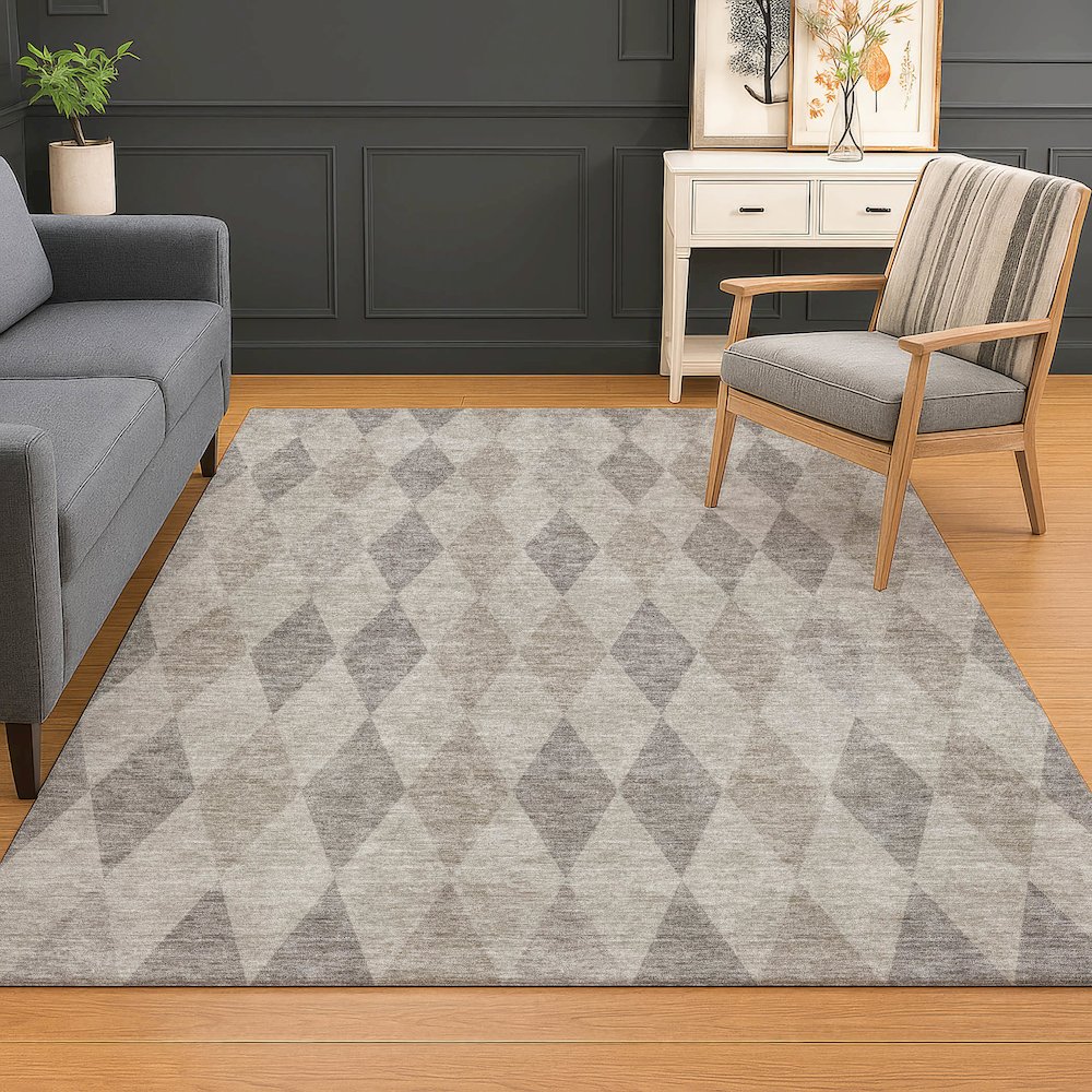 Luxury Washable Indoor/Outdoor The Reserve Beige 5' x 7'6" Rug. Picture 5