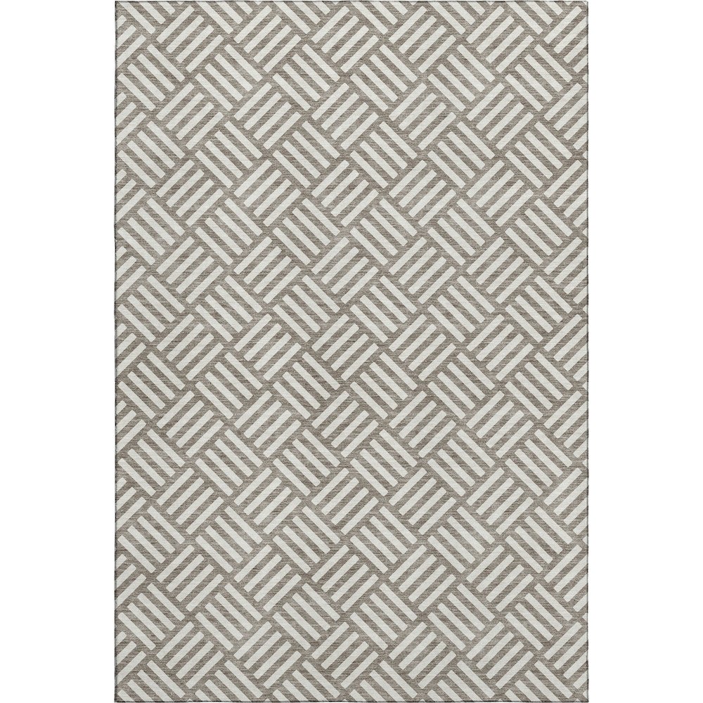 Luxury Washable Indoor/Outdoor The Reserve Taupe 5' x 7'6" Rug. Picture 1