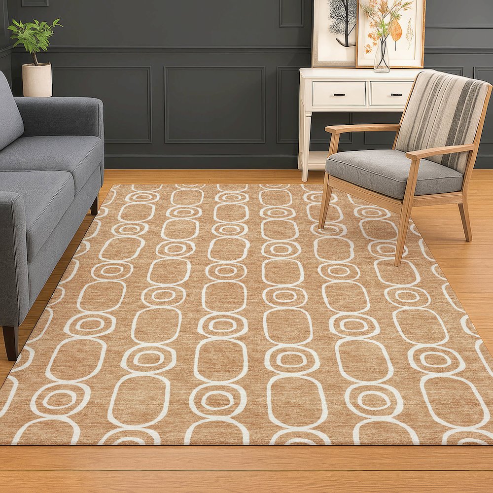 Luxury Washable Indoor/Outdoor The Reserve Copper 5' x 7'6" Rug. Picture 5