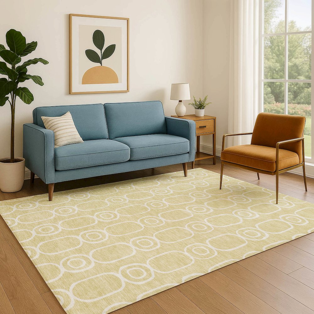 Luxury Washable Indoor/Outdoor The Reserve Wheat 5' x 7'6" Rug. Picture 6