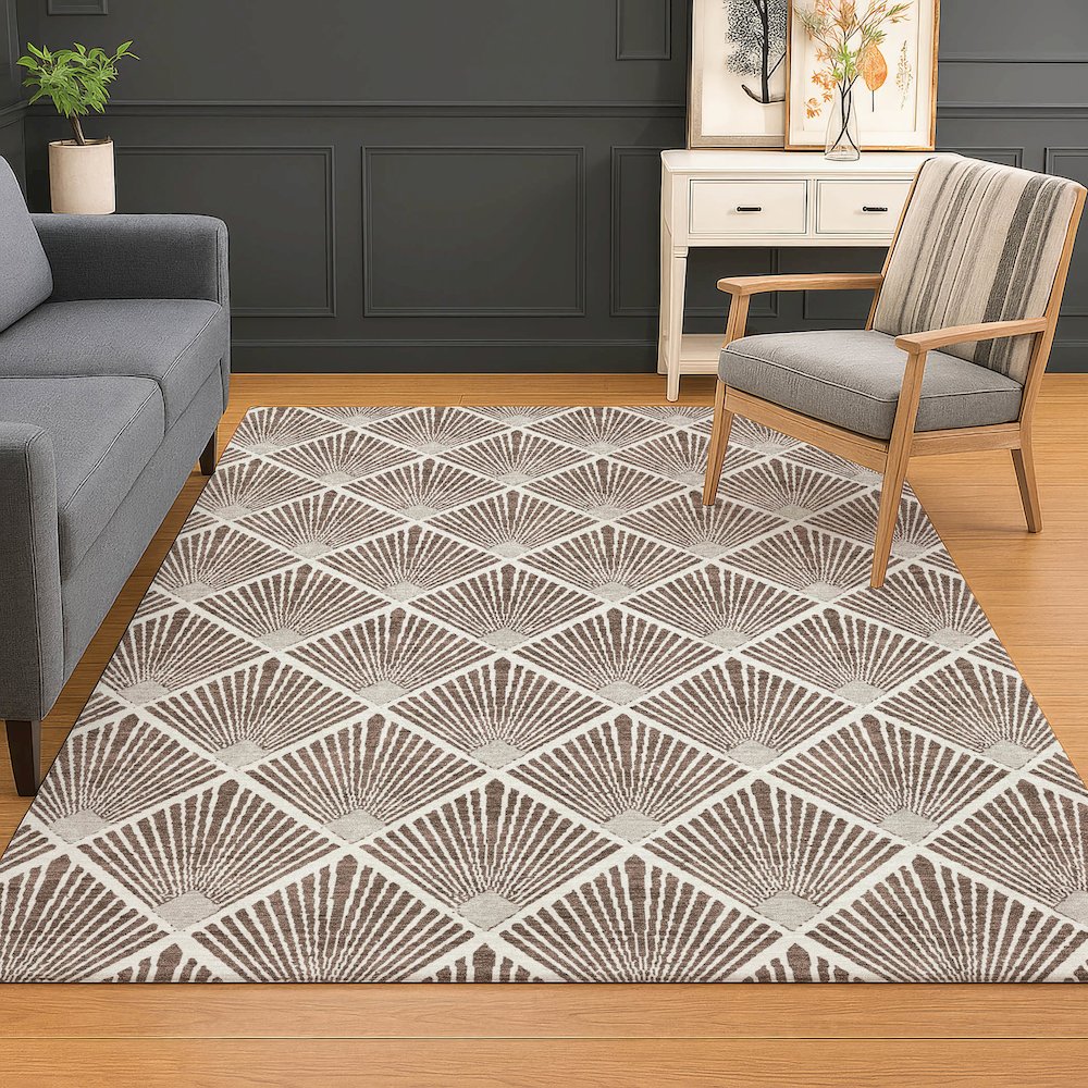 Luxury Washable Indoor/Outdoor The Reserve Brown 5' x 7'6" Rug. Picture 5