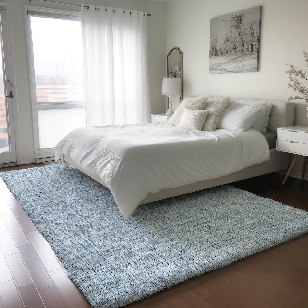 Luxury Washable Voyage VY1 Blue 5' x 7'6" Rug. Picture 5