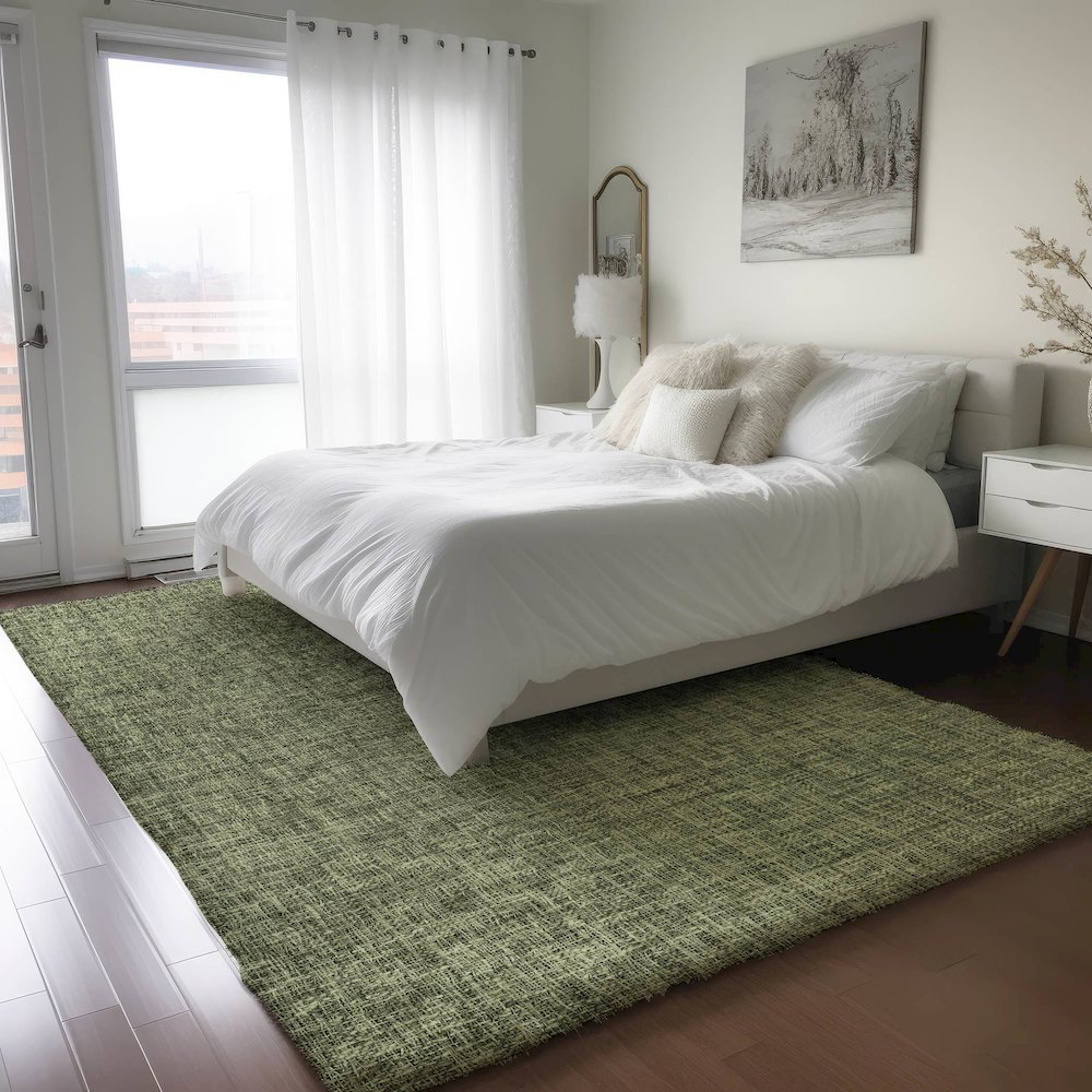 Luxury Washable Voyage VY1 Green 5' x 7'6" Rug. Picture 5