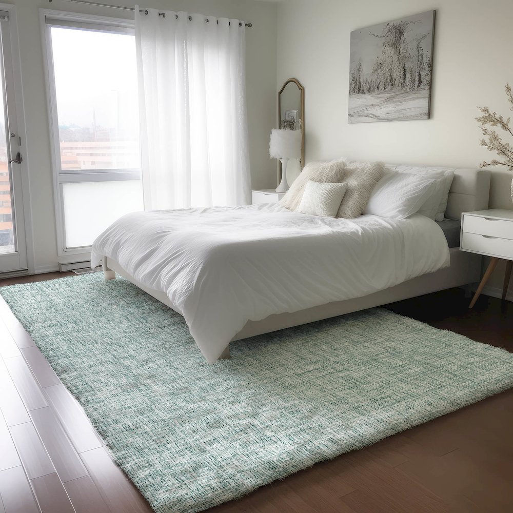 Luxury Washable Voyage VY1 Blue 5' x 7'6" Rug. Picture 5