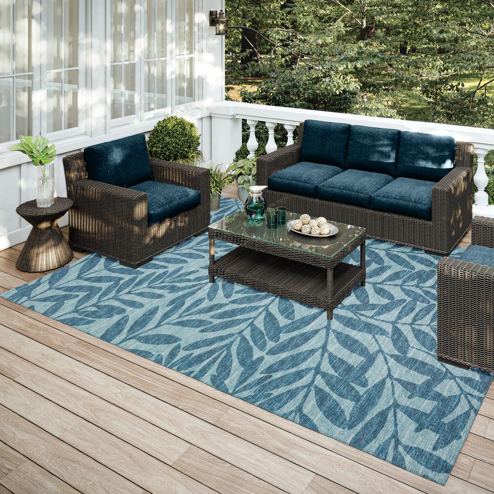 Yuma Blue Coastal Floral 3' x 5' Area Rug Blue AYU35. Picture 1