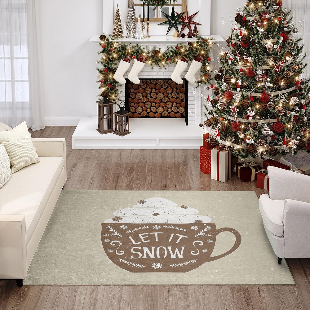 Indoor/Outdoor Cozy Winter ACW37 Brown Washable 5' x 7'6" Rug. Picture 2