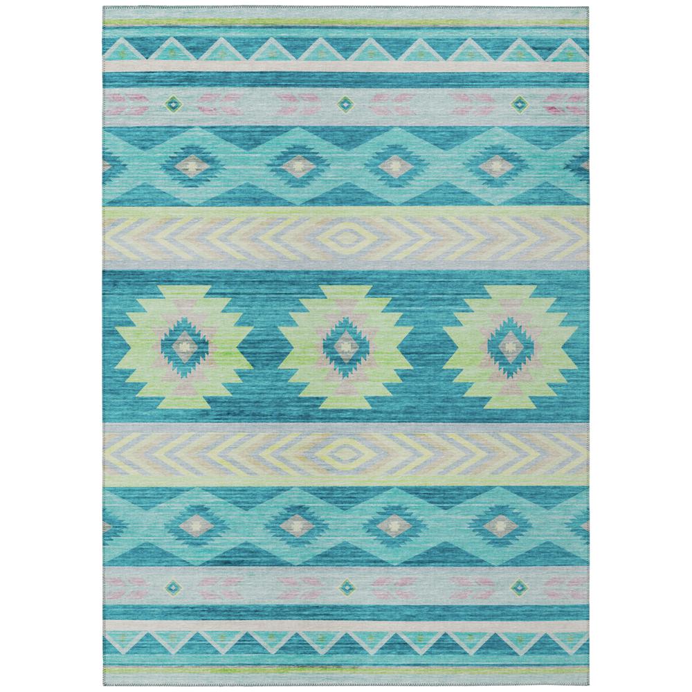 Indoor/Outdoor Sonora ASO33 Peacock Washable 5' x 7'6" Rug. Picture 1