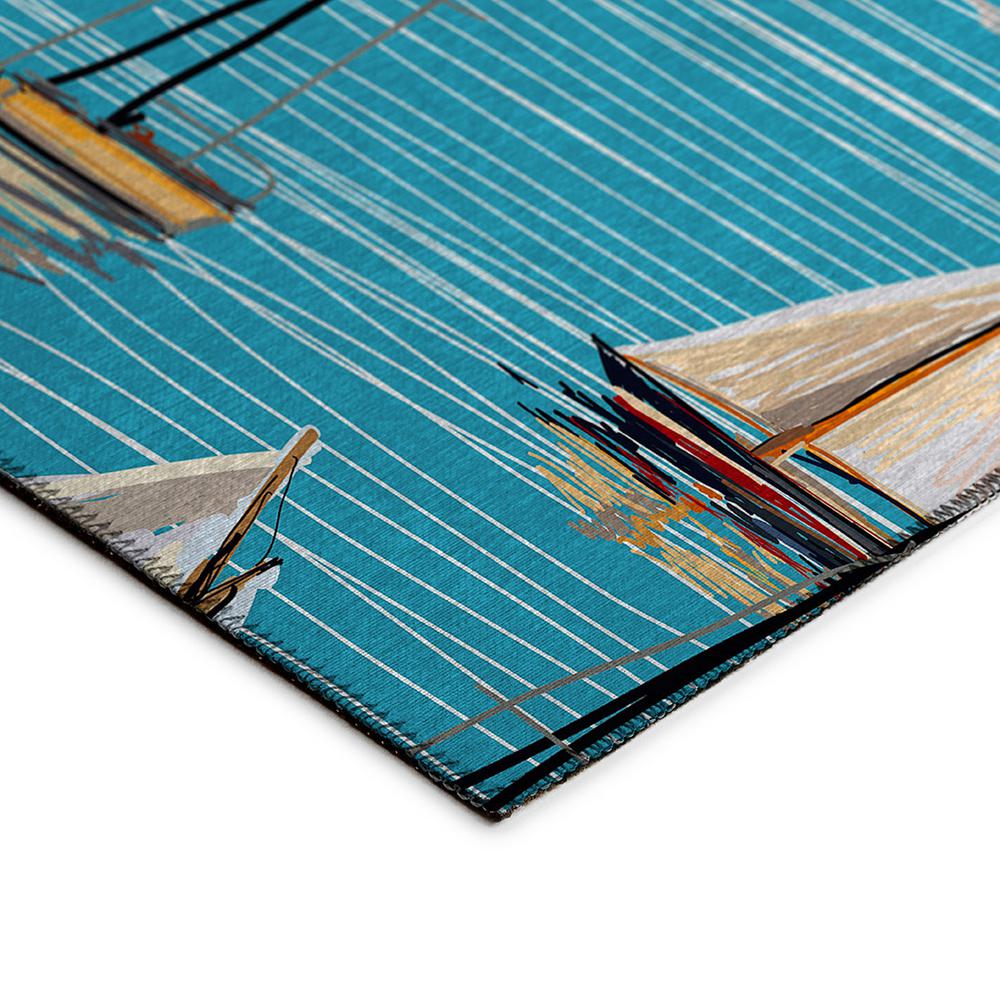 Indoor/Outdoor Harbor HA8 Sky Washable 2'3" x 7'6" Runner Rug. Picture 4