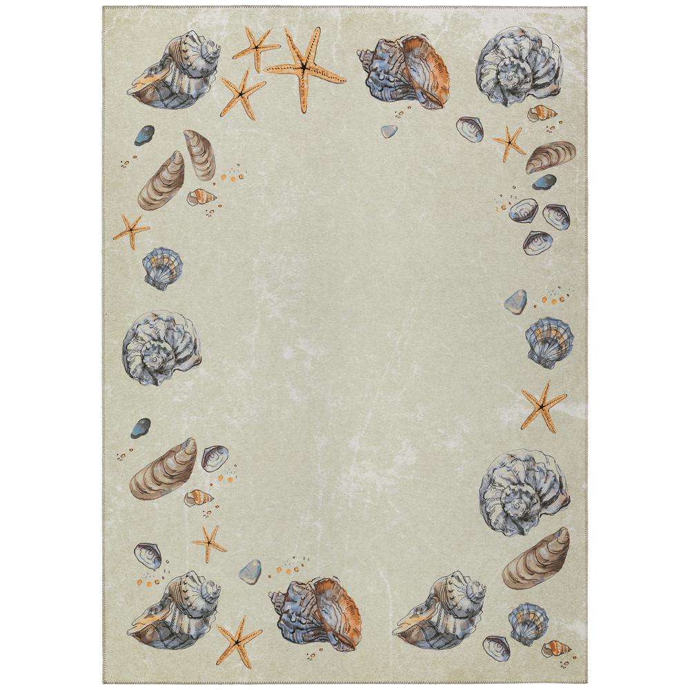 Indoor/Outdoor Surfside ASR39 Oyster Washable 5' x 7'6" Rug. Picture 1