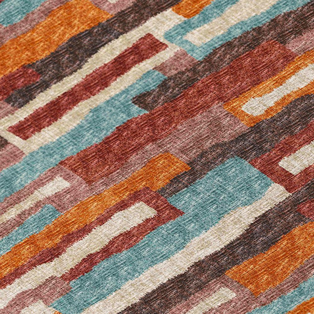 Bravado Paprika Contemporary Striped 10' x 14' Area Rug Paprika ABV37. Picture 5