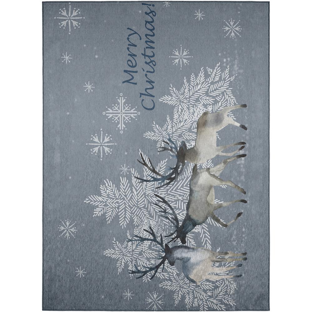 Indoor/Outdoor Cozy Winter ACW32 Gray Washable 5' x 7'6" Rug. Picture 1