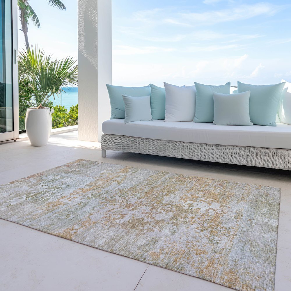 Machine Washable Indoor/Outdoor Chantille Coral 8' x 10' Rug. Picture 7