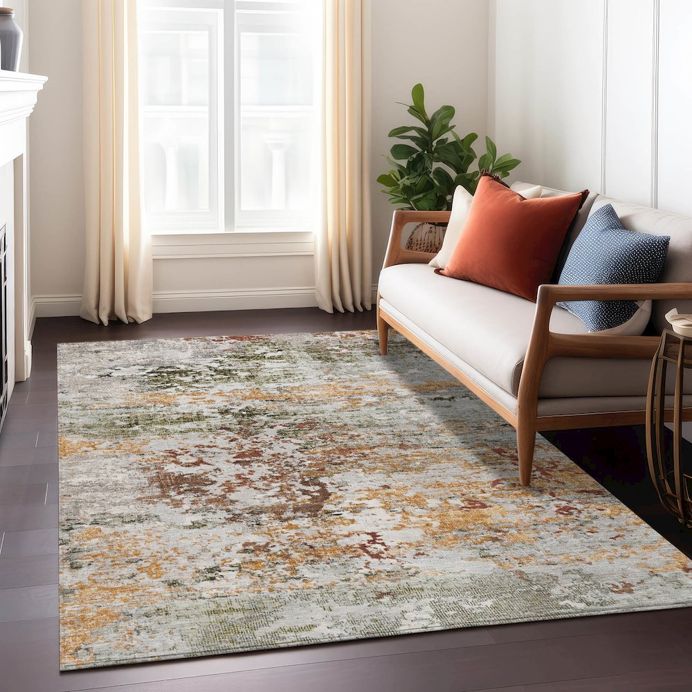 Machine Washable Indoor/Outdoor Chantille Terracotta 8' x 10' Rug. Picture 6