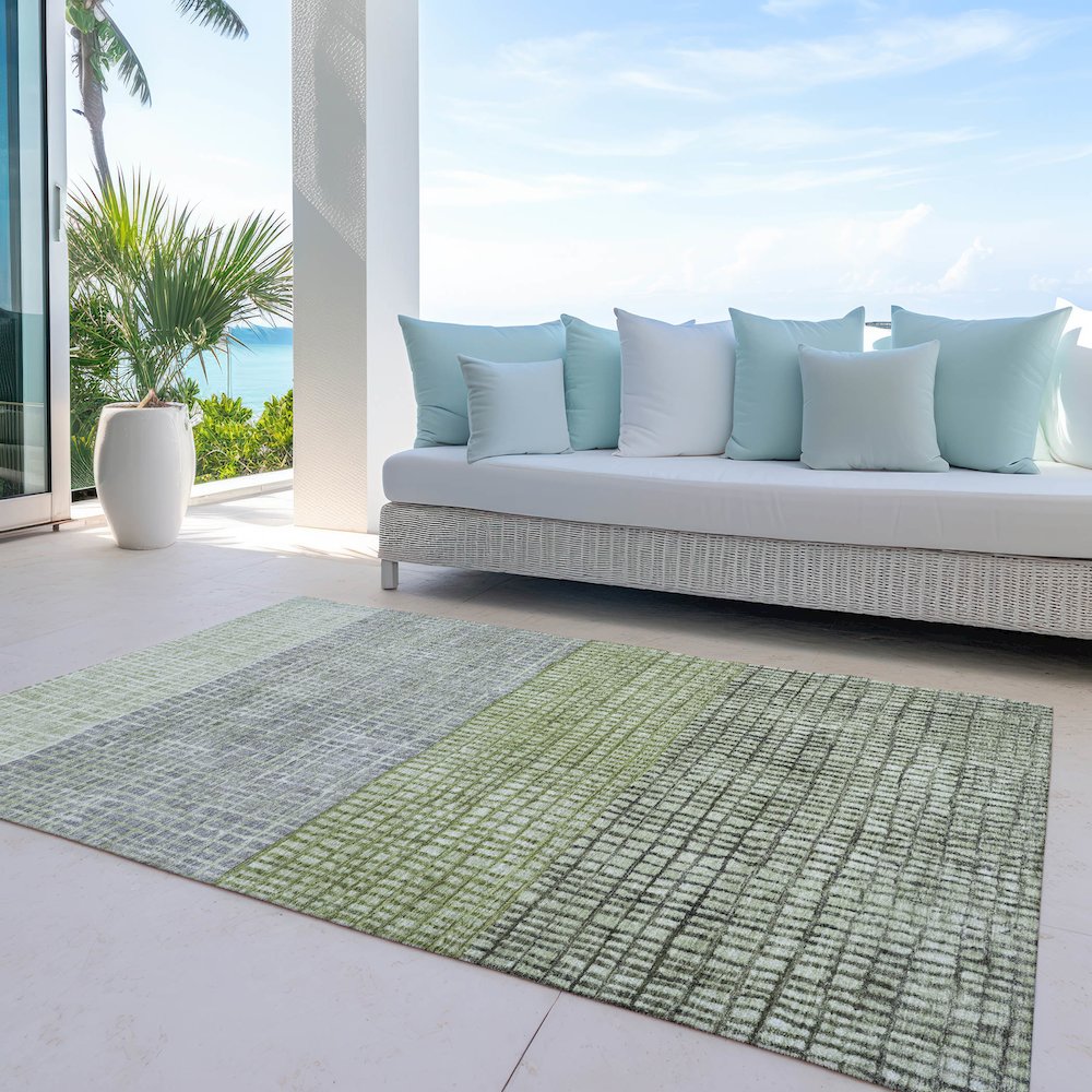 Machine Washable Indoor/Outdoor Chantille Aloe 8' x 10' Rug. Picture 7