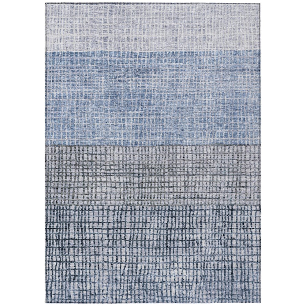 Machine Washable Indoor/Outdoor Chantille Blue 8' x 10' Rug. Picture 1