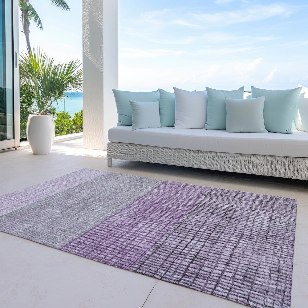 Machine Washable Indoor/Outdoor Chantille Plum 8' x 10' Rug. Picture 7
