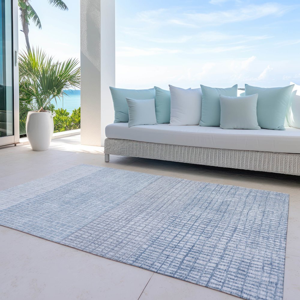 Machine Washable Indoor/Outdoor Chantille Sky 8' x 10' Rug. Picture 7