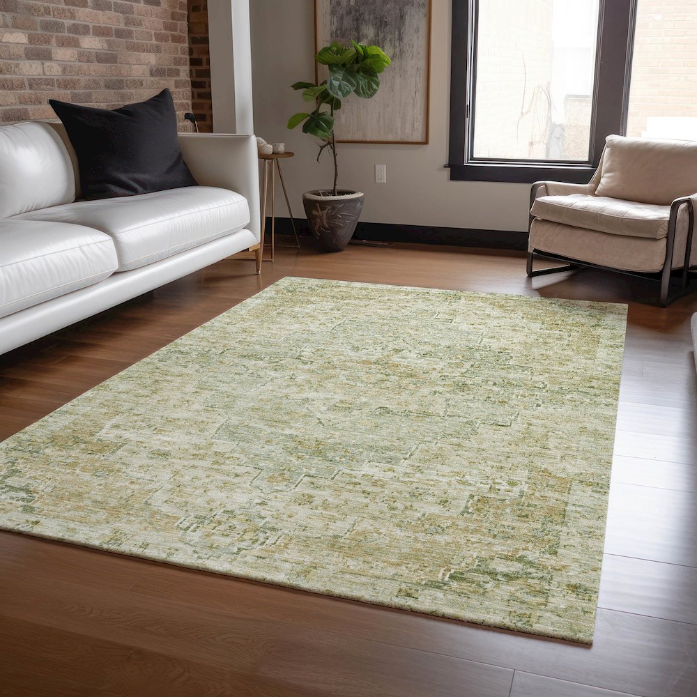 Machine Washable Indoor/Outdoor Chantille Sage 8' x 10' Rug. Picture 5