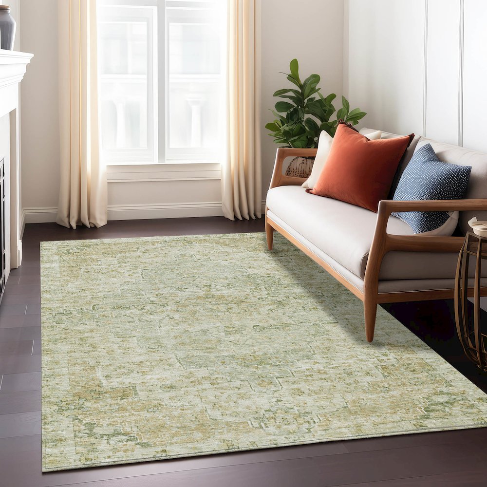 Machine Washable Indoor/Outdoor Chantille Sage 8' x 10' Rug. Picture 6