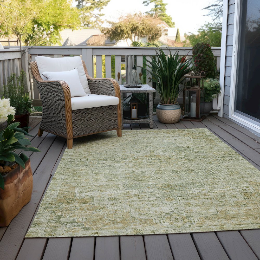 Machine Washable Indoor/Outdoor Chantille Sage 8' x 10' Rug. Picture 8