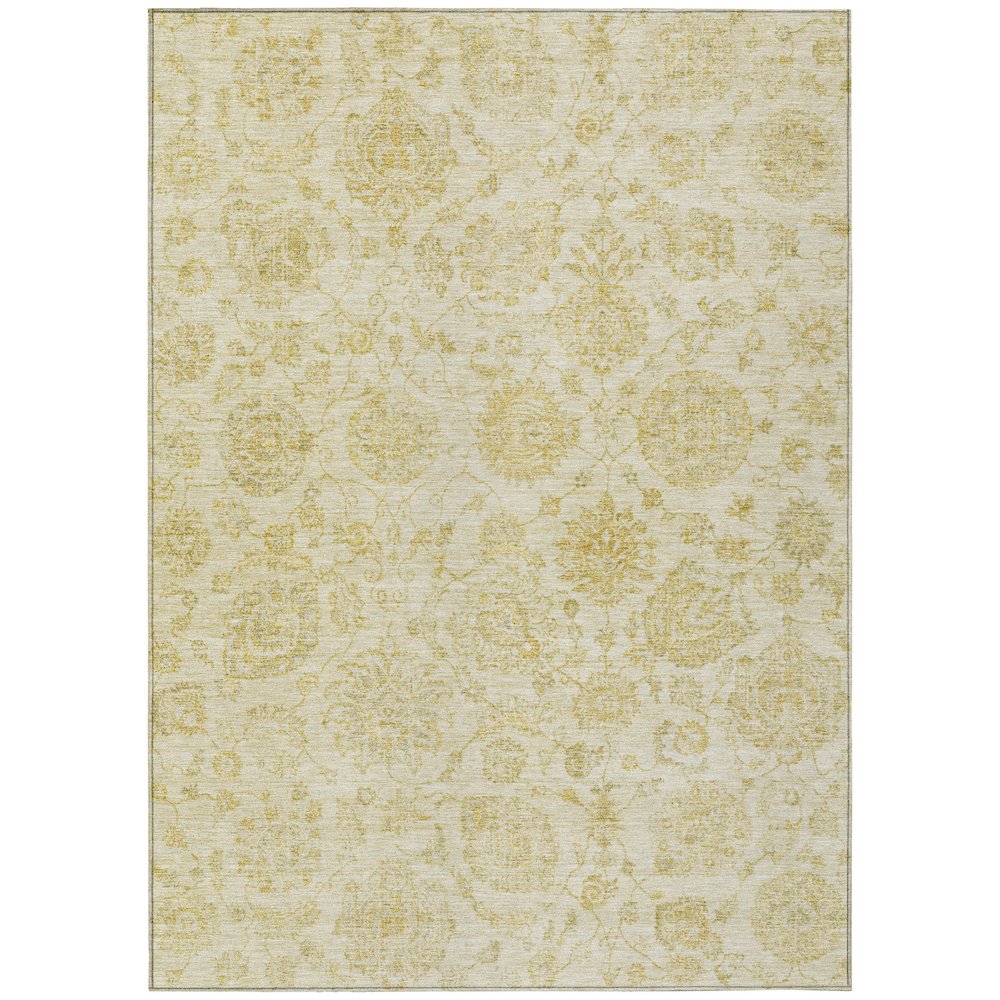 Machine Washable Indoor/Outdoor Chantille Gold 8' x 10' Rug. Picture 1