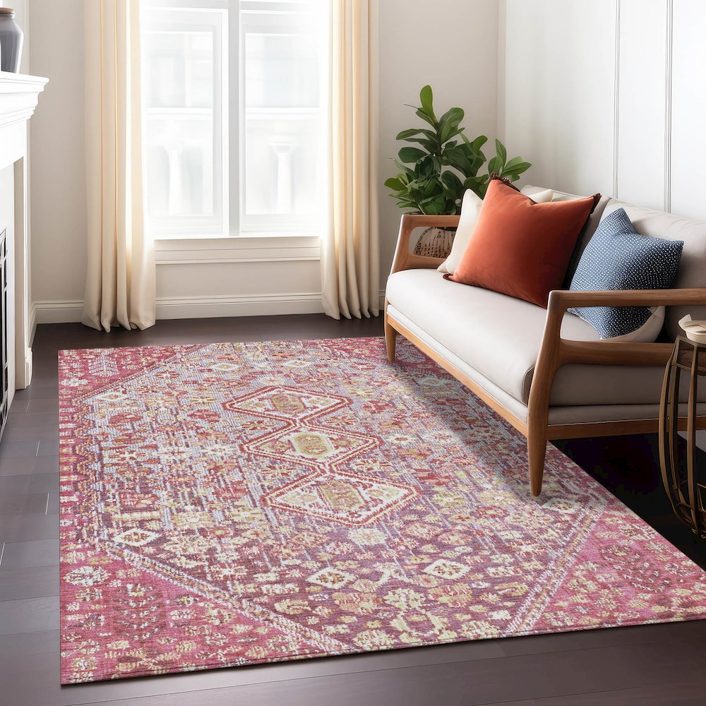 Machine Washable Indoor/Outdoor Chantille Merlot 8' x 10' Rug. Picture 6