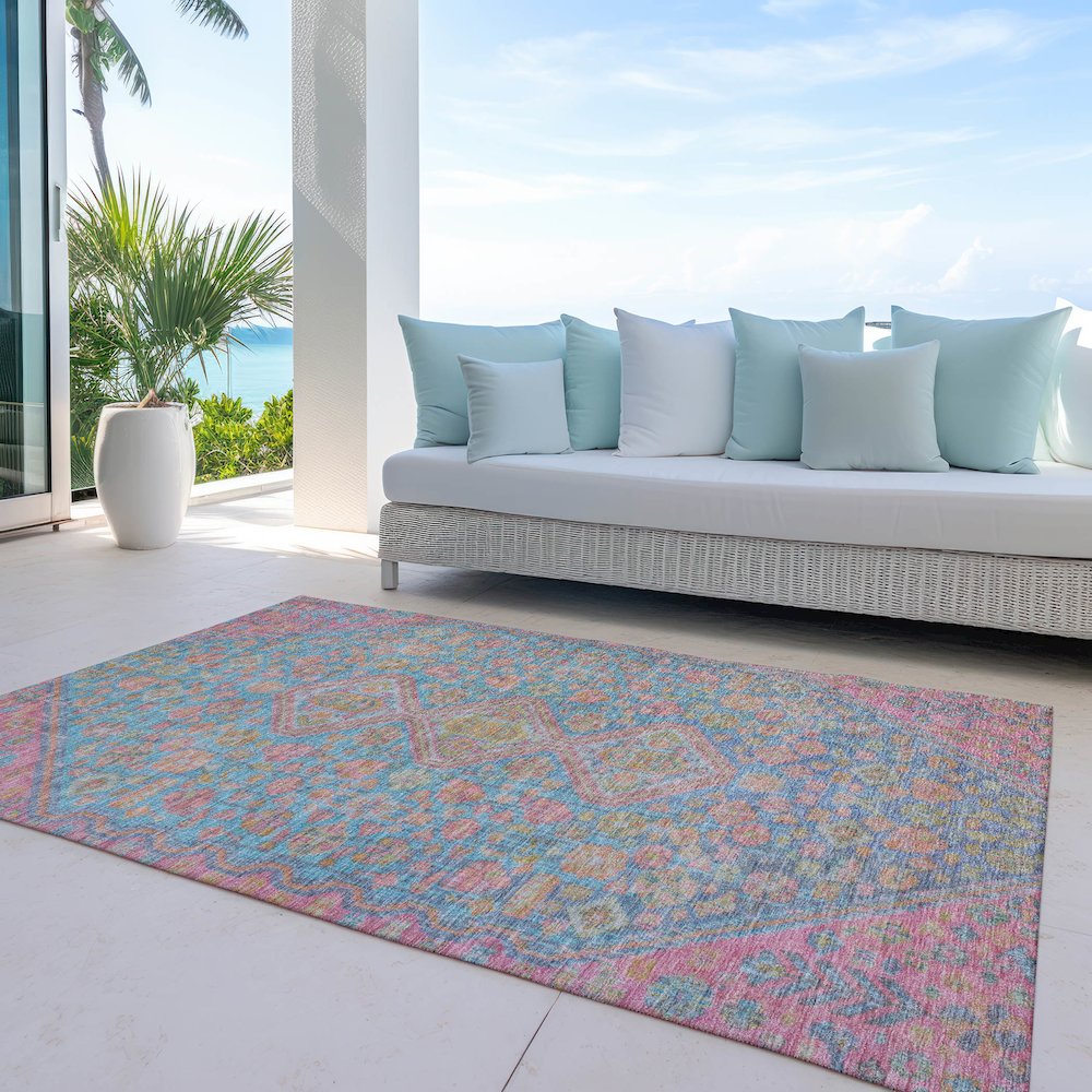 Machine Washable Indoor/Outdoor Chantille Sky 8' x 10' Rug. Picture 7