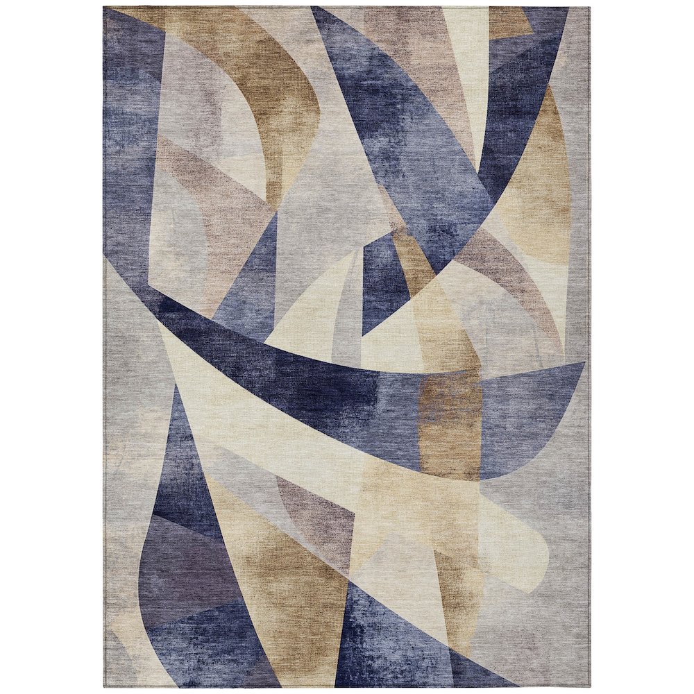 Machine Washable Indoor/Outdoor Chantille Navy 8' x 10' Rug. Picture 1