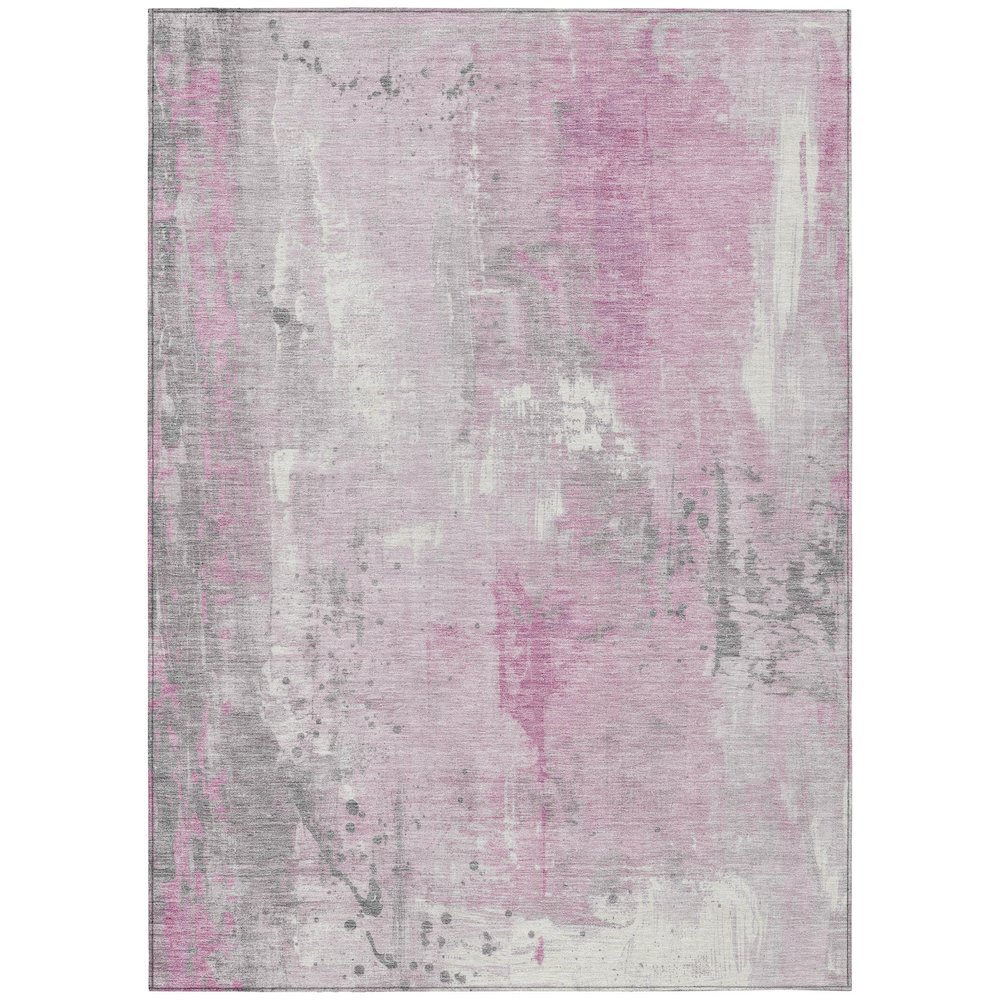 Machine Washable Indoor/Outdoor Chantille Pink 8' x 10' Rug. Picture 1