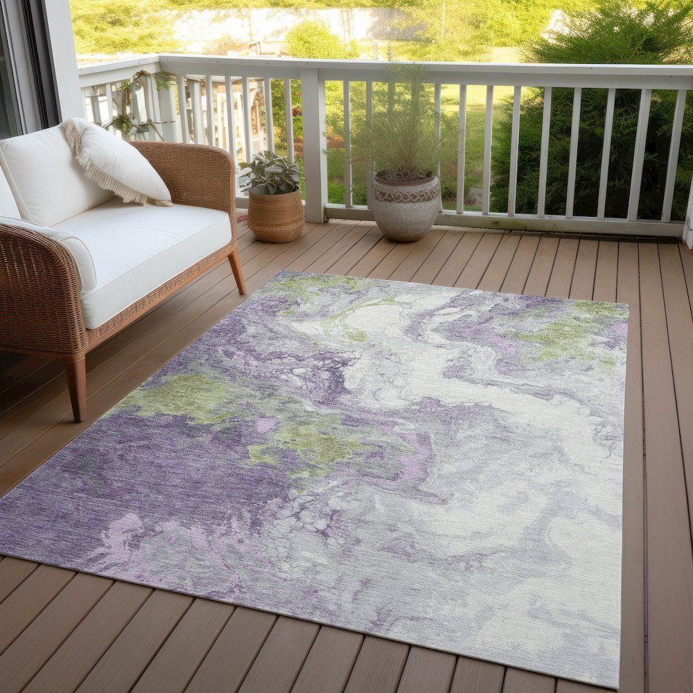 Machine Washable Indoor/Outdoor Chantille Lavender 8' x 10' Rug. Picture 7