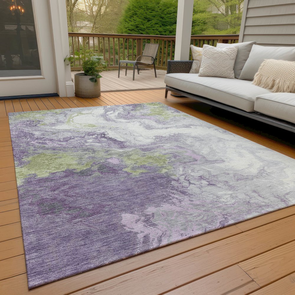 Machine Washable Indoor/Outdoor Chantille Lavender 8' x 10' Rug. Picture 8