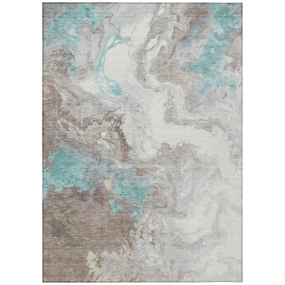 Machine Washable Indoor/Outdoor Chantille Teal 8' x 10' Rug. Picture 1
