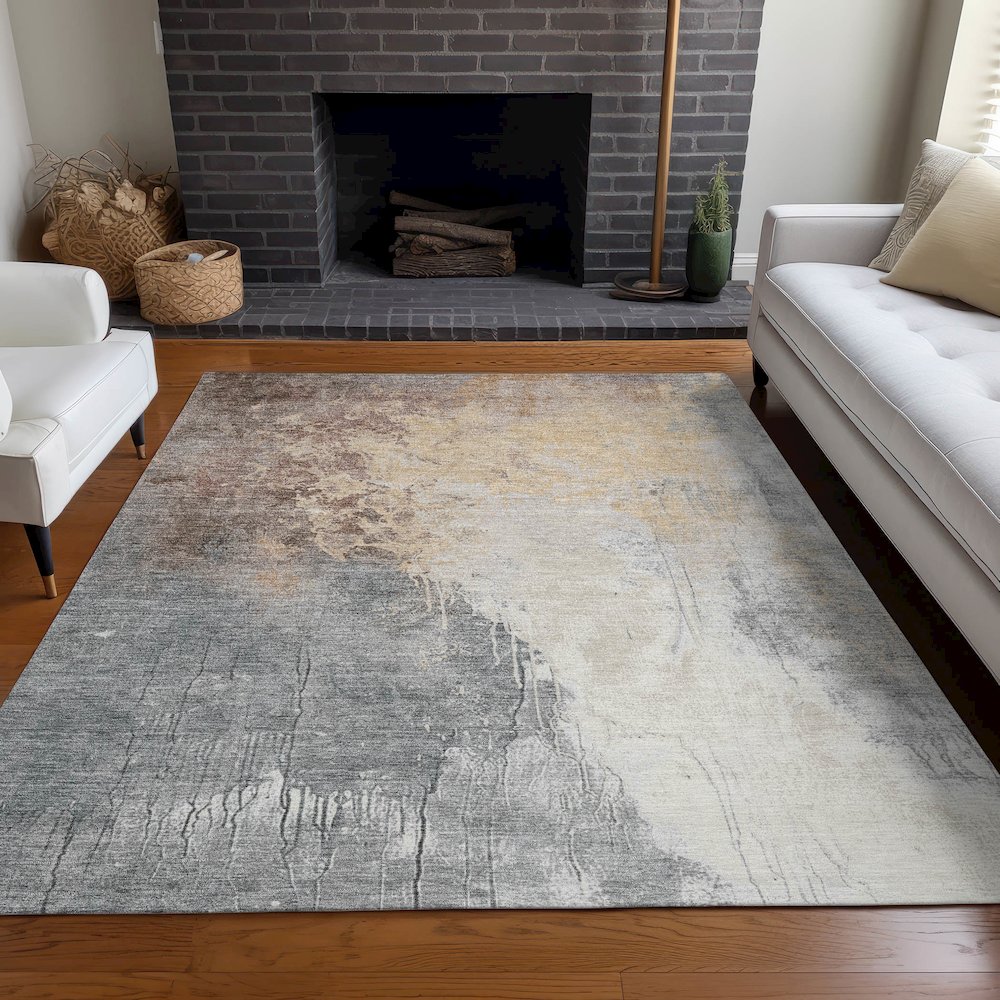 Machine Washable Indoor/Outdoor Chantille Coral 8' x 10' Rug. Picture 6
