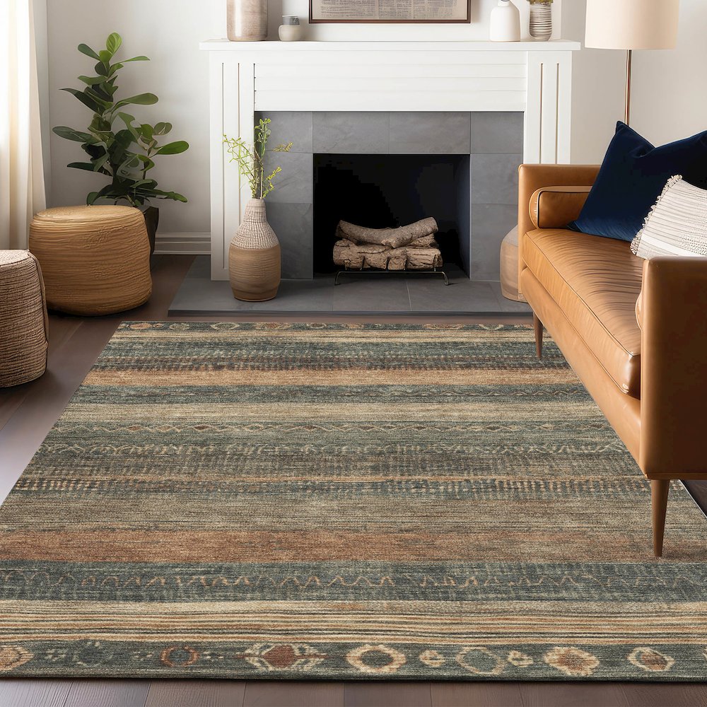 Machine Washable Indoor/Outdoor Chantille Fern 8' x 10' Rug. Picture 5