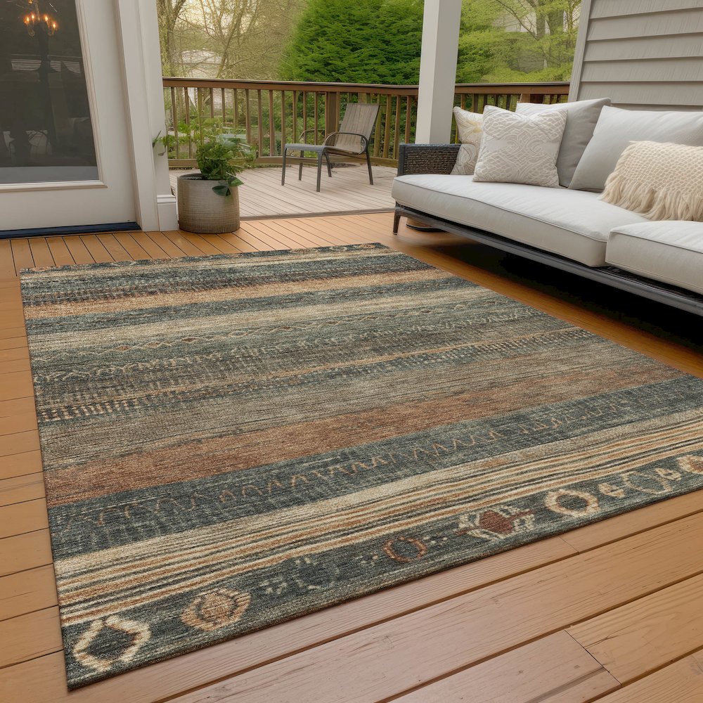 Machine Washable Indoor/Outdoor Chantille Fern 8' x 10' Rug. Picture 8