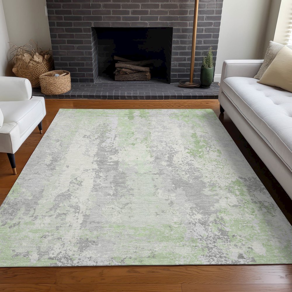 Machine Washable Indoor/Outdoor Chantille Aloe 8' x 10' Rug. Picture 6