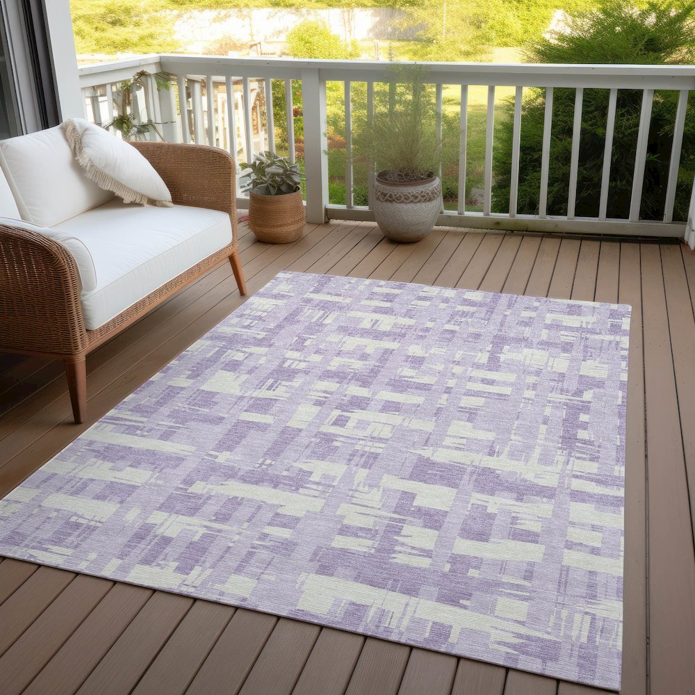 Machine Washable Indoor/Outdoor Chantille Lavender 8' x 10' Rug. Picture 7