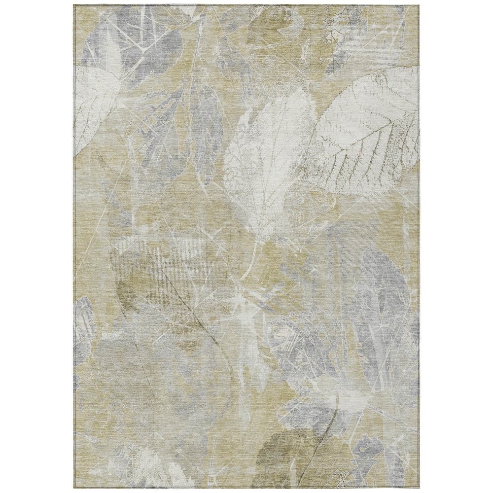 Machine Washable Indoor/Outdoor Chantille Beige 8' x 10' Rug. Picture 1