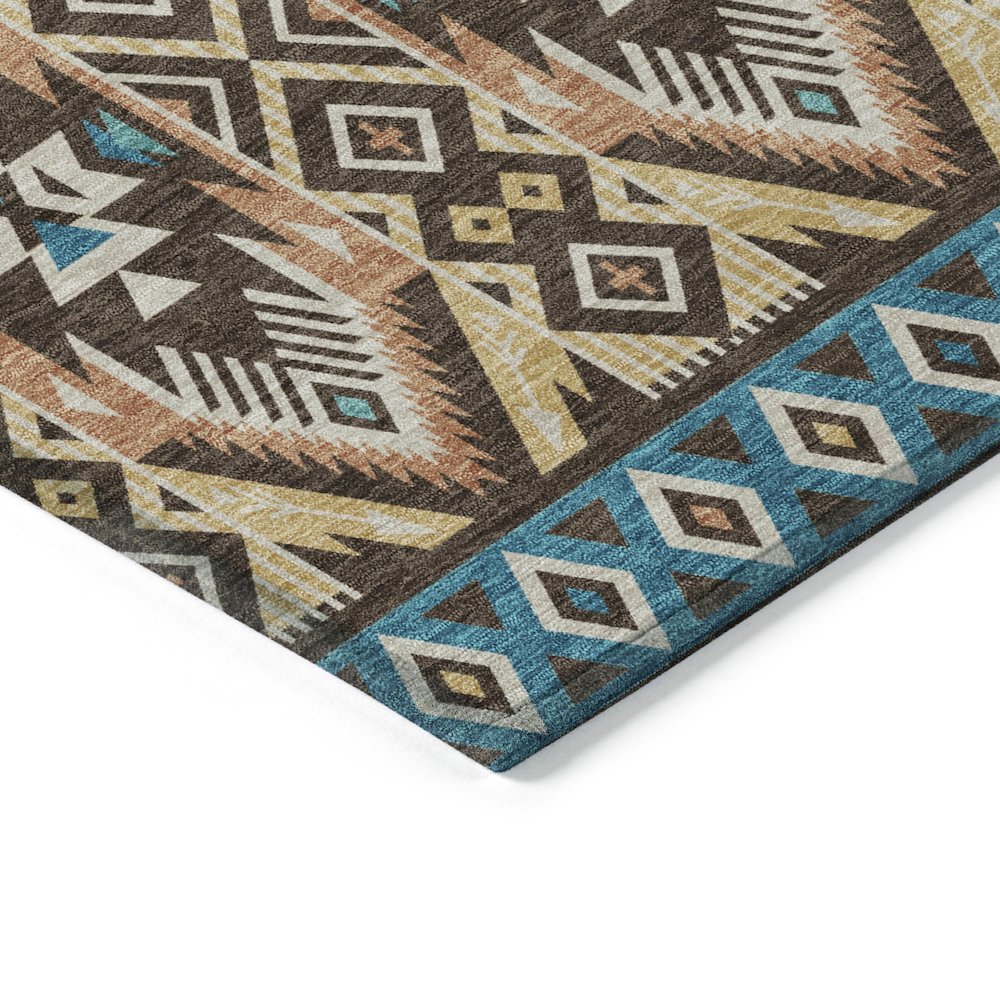 Machine Washable Indoor/Outdoor Chantille Brown 3' x 5' Rug. Picture 3