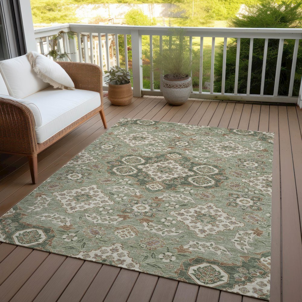 Machine Washable Indoor/Outdoor Chantille Sage 8' x 10' Rug. Picture 7