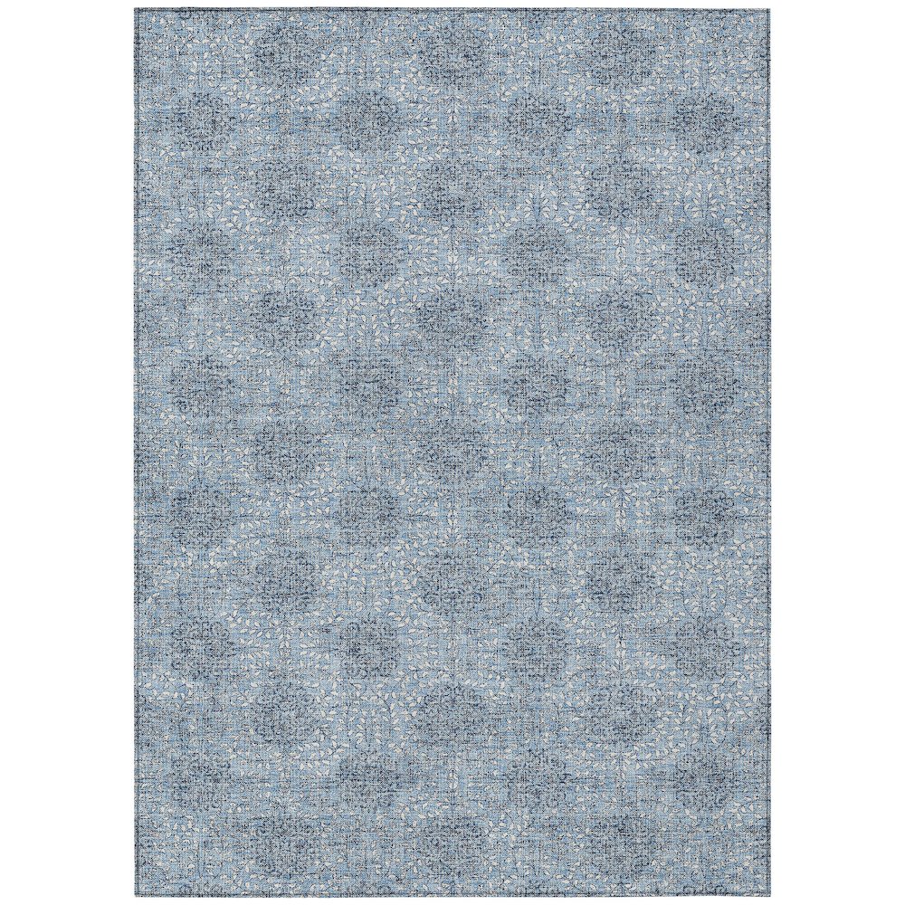 Machine Washable Indoor/Outdoor Chantille Blue 8' x 10' Rug. Picture 1