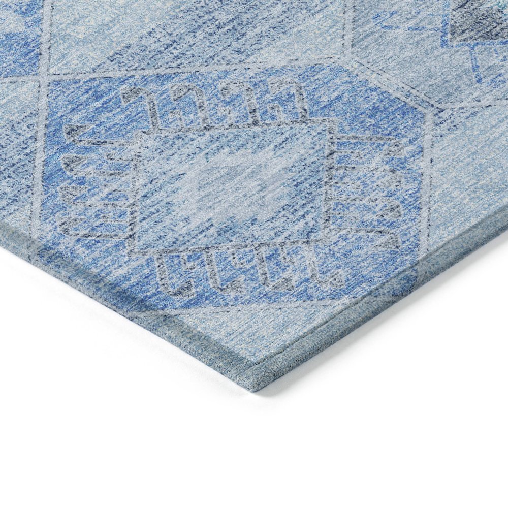 Machine Washable Indoor/Outdoor Chantille Blue 3' x 5' Rug. Picture 3
