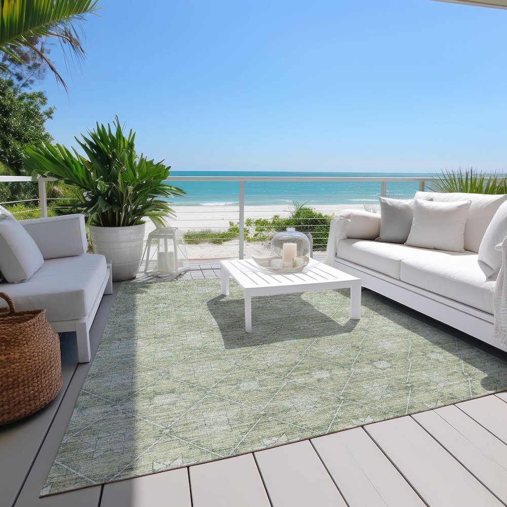 Machine Washable Indoor/Outdoor Chantille Aloe 8' x 10' Rug. Picture 8