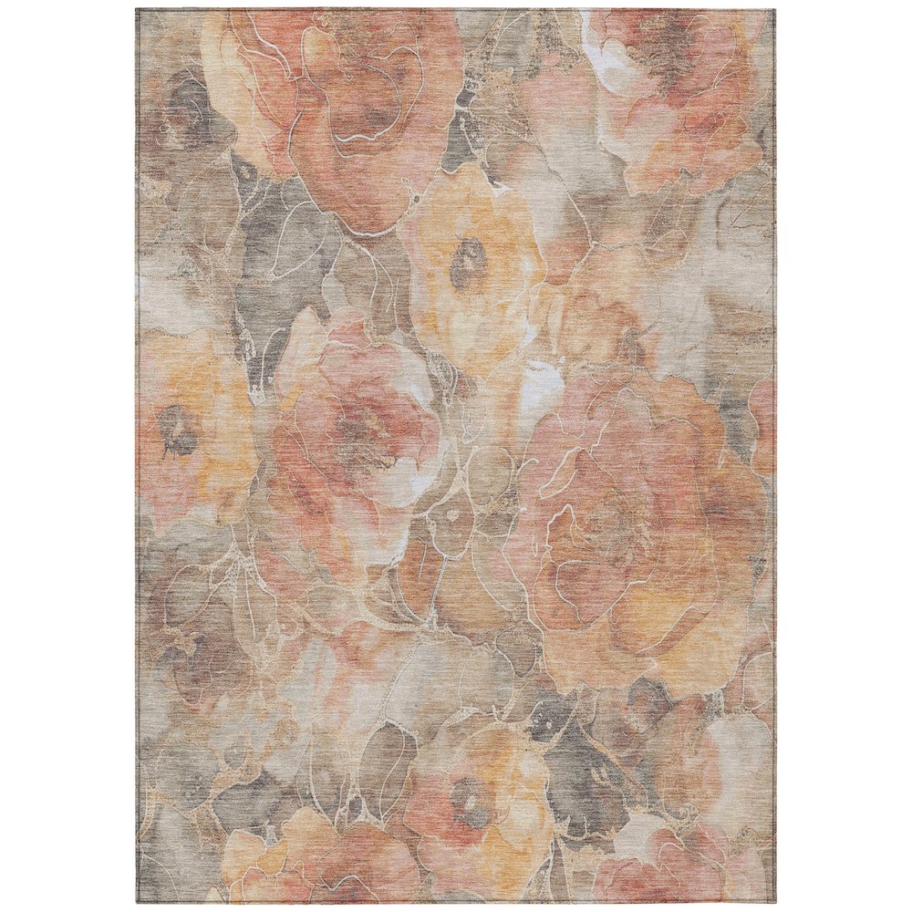 Machine Washable Indoor/Outdoor Chantille Peach 8' x 10' Rug. Picture 1
