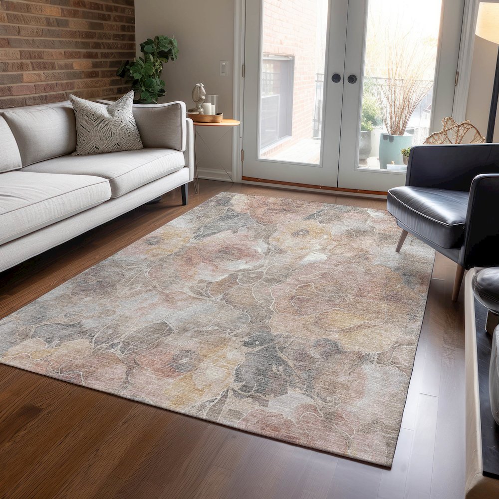 Machine Washable Indoor/Outdoor Chantille Taupe 8' x 10' Rug. Picture 5