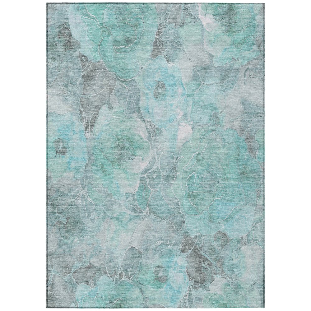 Machine Washable Indoor/Outdoor Chantille Teal 8' x 10' Rug. Picture 1
