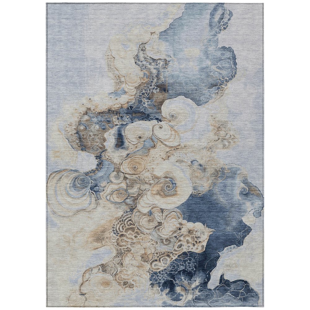 Machine Washable Indoor/Outdoor Chantille Denim 8' x 10' Rug. Picture 1