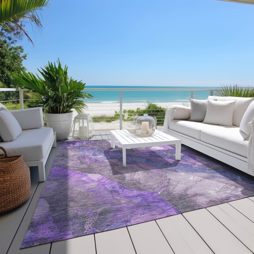 Machine Washable Indoor/Outdoor Chantille Lavender 8' x 10' Rug. Picture 8