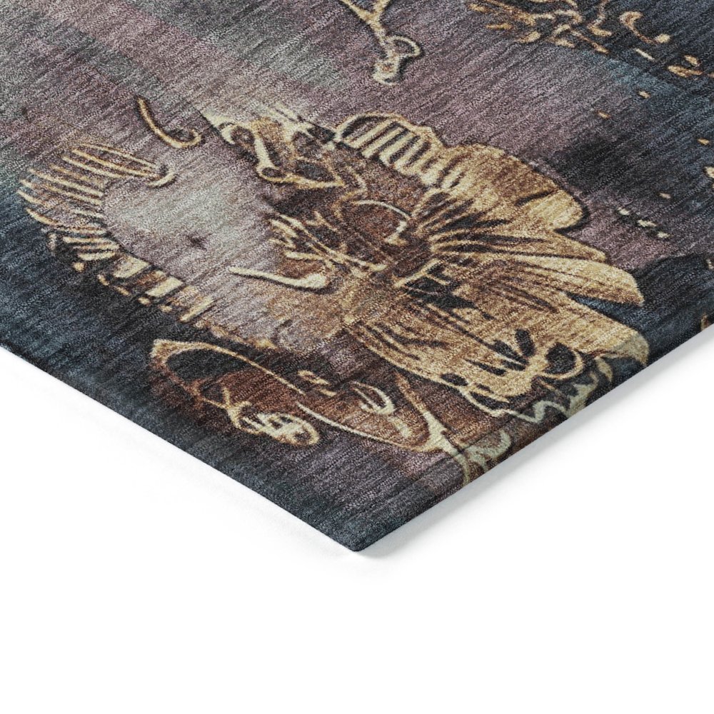 Machine Washable Indoor/Outdoor Chantille Blue 3' x 5' Rug. Picture 3