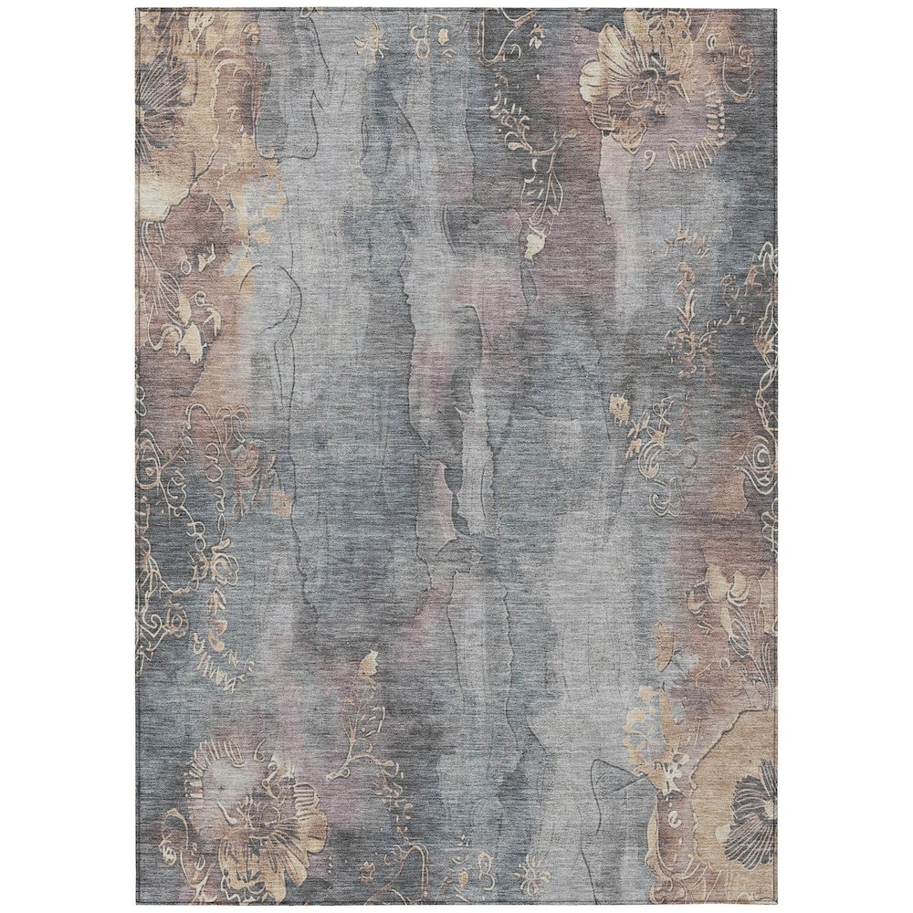Machine Washable Indoor/Outdoor Chantille Gray 8' x 10' Rug. Picture 1